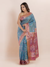 KAVVYA  TWO TONE BLUE IKAT SILK SAREE